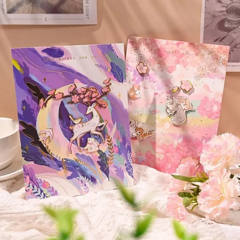 New Style Birthday Christmas Card 3D Pop-up Greeting Cards Postcard Party Wedding Decorations Creative Girl Gifts