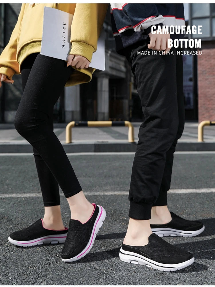 2024 Summer new breathable mesh shoes outdoor non-slip walking shoes comfortable sandals men half slippers casual loafers 35-48