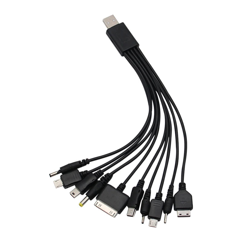 10In1 USB to Multi-ports USB Cable Universal Phone Charging Cable Multi-head Charging Cable Cord For Samsung Nokia Phone Charger