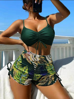 Drawstring Front Shorts Bikinis 2025 High Waist Swimsuit Women Swimwear Female Bathers Bathing Swimming Swim Suit Beachwear