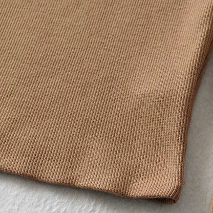 Women Cotton Ribbed Square Neck Crop Top With Long Sleeve