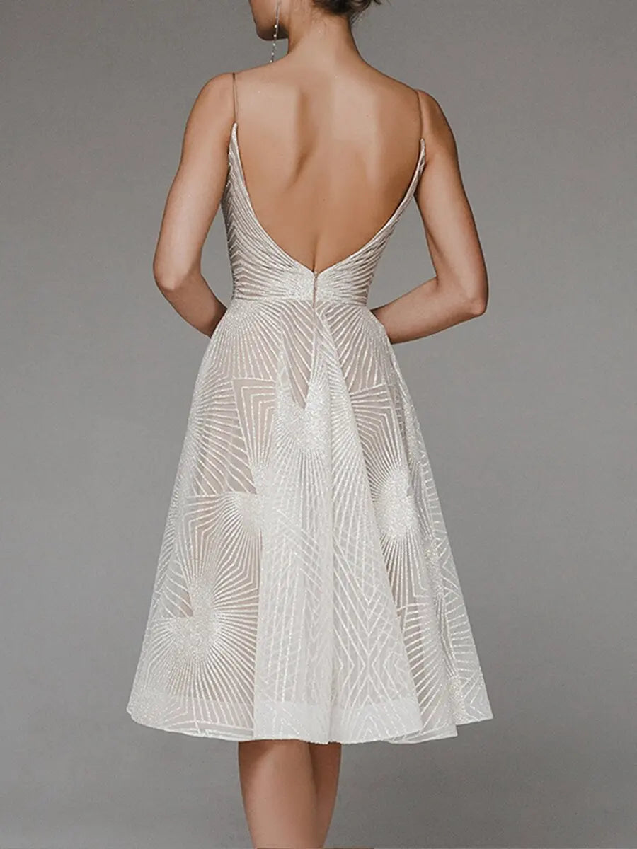 Sexy Spaghetti Slip V-Neck Evening Dresses For Women 2024 Spring Stripes Embroidery Dress Cocktail Party Gowns Robes De Soirée
