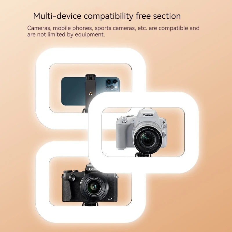 New Handheld Ring LED Rechargeable Fill light Portable Mobile Phone Live Broadcast Photography Desktop Rabbit Cage Selfie Light