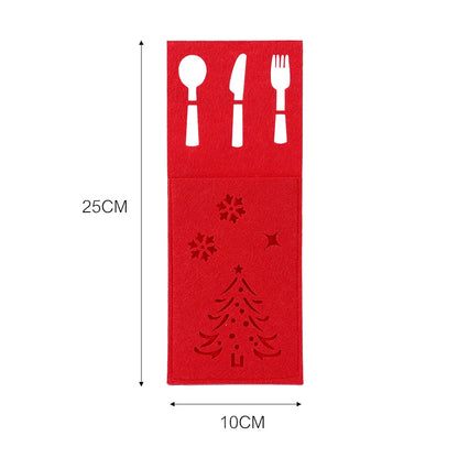 4Pcs Xmas Cutlery Bag Tableware Fork Knife Storage Organizer Dinnerware Cover For Christmas Navidad New Year Table Decorations