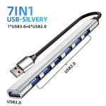 USB HUB Type C 3 0 USB-A Hub Splitter 7 Port USB3.0/2.0 With USB-C 5Gbps High Speed Data Transmission For PC Laptop Macbook