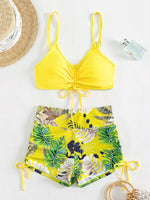 Drawstring Front Shorts Bikinis 2025 High Waist Swimsuit Women Swimwear Female Bathers Bathing Swimming Swim Suit Beachwear