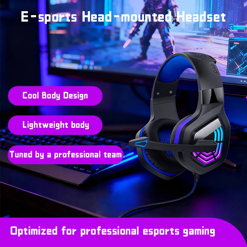 Gaming Headset USB Stereo Surround Wired Headphone with Noise Reduction Mic Earphones for Computer PC Gamer