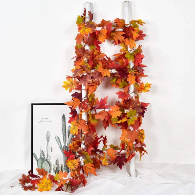 180CM Autumn Artificial Maple Leaf Fall Maple Leave Vine Wall Hanging Garland Decoration Home Garden Halloween Christmas Gift