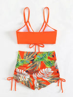 Drawstring Front Shorts Bikinis 2025 High Waist Swimsuit Women Swimwear Female Bathers Bathing Swimming Swim Suit Beachwear