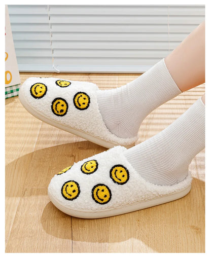 Little Cute Smile Face Slippers Houseshoes Women's House Smile Ladies Indoor Winter Fluffy Cozy Home Comfy Women Shoes