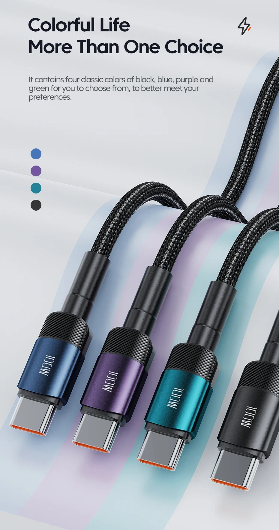 Toocki USB Type C Cable 100W Fast Charging 6A Type C Cable for Xiaomi Huawei P30 P40 Samsung POCO Realme Oneplus Data Wire