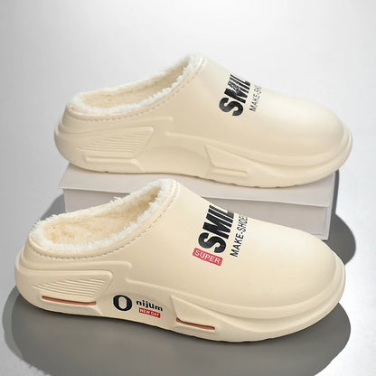 New Winter Men Warm Slippers Cotton Slippers Outdoor Indoor Cotton Shoes Waterproof Mens Comfortable Home Bedroom Plush Slippers