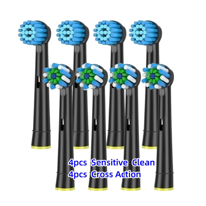 4/8PCS Replacement Brush Heads for Oral B Electric Toothbrushes Floss Cross Action 3D Pro White Precision Standard Daily Clean