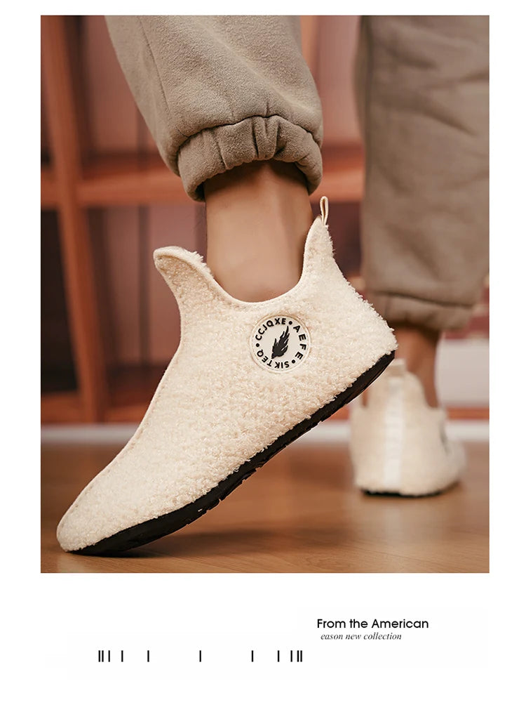 Winter Slippers Men Couples Slippers Non-slip Warm Women and Men Slipper Indoor Soft Shoes Comfortable Flat Home Cotton Shoe