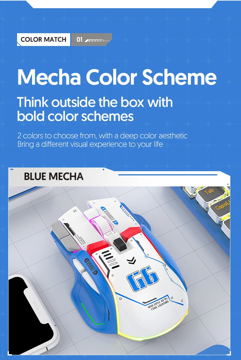 Tri-mode 2.4G USB Bluetooth Wireless Gamimg Mouse 12 keys RGB Game Wired Meche Mice for Windows IOS Home Office Laptop PC Gamer