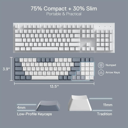 Redragon BS8772 Wireless Keyboard and Mouse Combo, 78 Keys 2.4Ghz Wireless Low-Profile Mechanical Keyboard w/ 2400 DPI Mouse