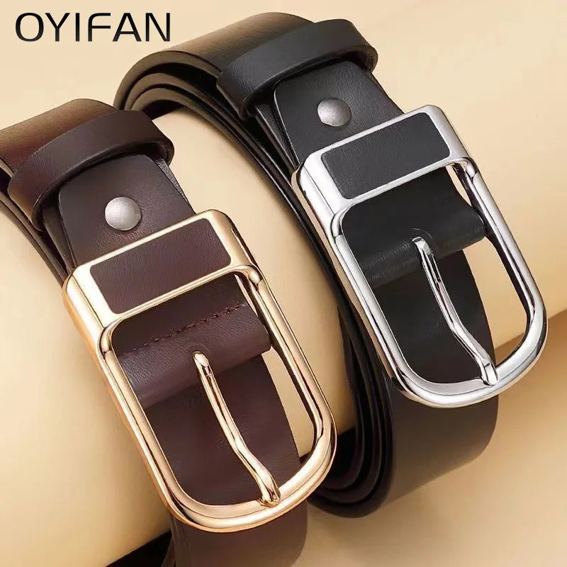 OYIFAN High quality belt for men 3.8cm pin buckle belt Men's Leather Belt Jeans Waistband Brown Leather Belt Men