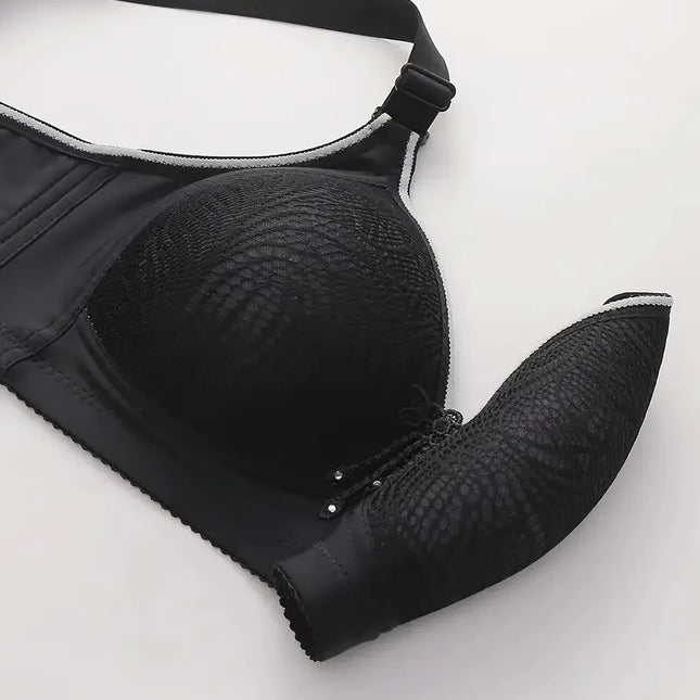 1 Piece Appliques Jacquard Bra, Elegant Lightly Padded Wireless Bra, Women's Lingerie & Underwear