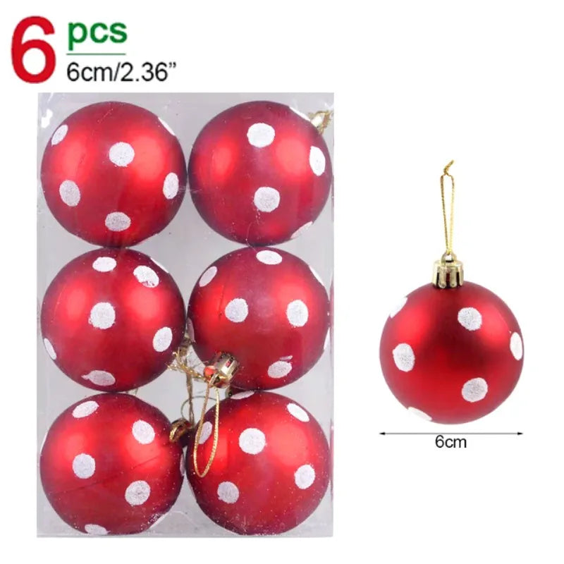 24/6Pcs Glitter Christmas Balls Christmas Ornaments Set  Xmas Tree Hanging Pendant Home Festive Party Decoration Supplies 6cm