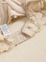 1 Set Elegant Erotic Lace Embroidery Breathable Fabric Lingeries : Push-Up Bra, Low Waist Sheer Panty - Ultimate Valentine's Day