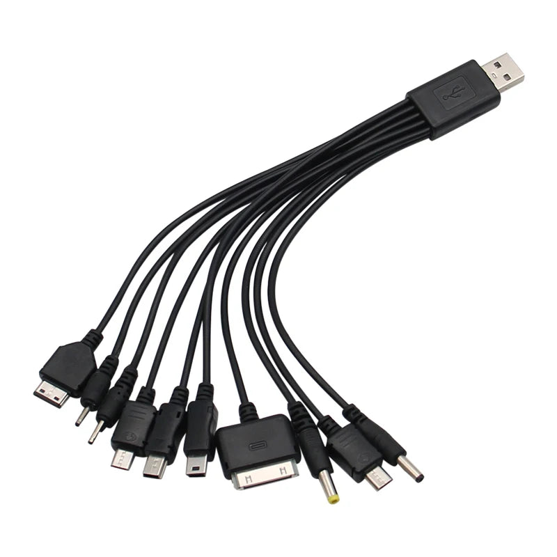10In1 USB to Multi-ports USB Cable Universal Phone Charging Cable Multi-head Charging Cable Cord For Samsung Nokia Phone Charger