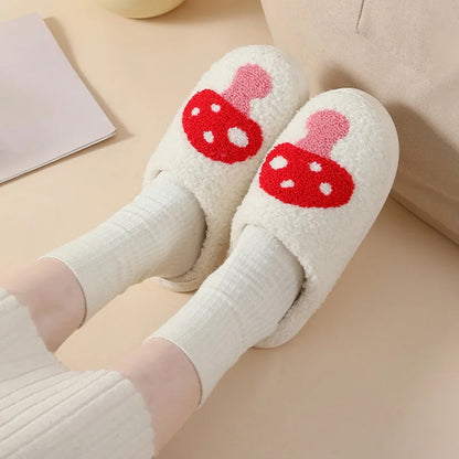 Christmas Elk Cotton Slippers For Women Men Winter Cute Cartoon Slippers Indoor Non Slip Couple Floor Slides Home Plush Shoes