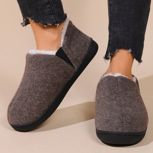 Bebealy Winter Slippers For Men Outdoor Antiskid Men Slippers Fashion Casual Warm Fluffy Slippers Indoor Plush Flat Men Shoes