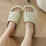 Fun Comfortable Women's SLippers Chic Cartoon Kawaii Cat Print Slides Slip-on Bathroom EVA Flat Heel Indoor Summer Fashion