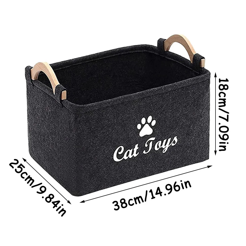 Felt Pet Toy Box Cat and Dog Toy Storage Box Pet Box Toy Storage Box, Suitable for Organizing Pet Supplies Collar Accessories