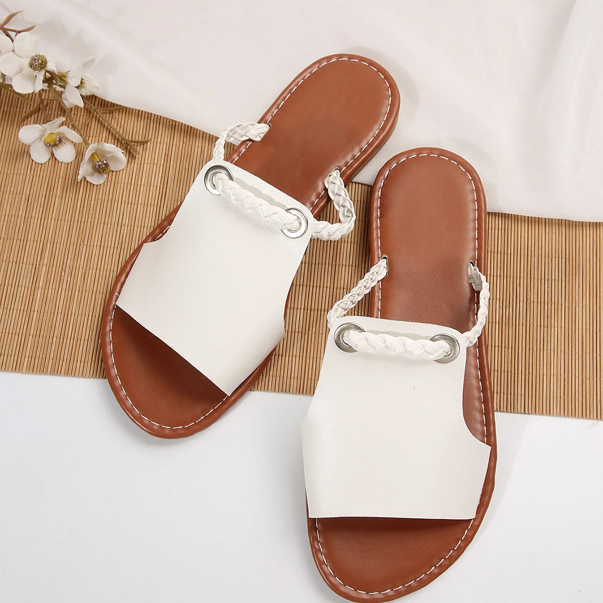 Sandals Women Flats Casual Slippers Summer Shoes 2024 New Fashion Dress Flip Flops Beach Bohemian Shoes Femme Home Slides