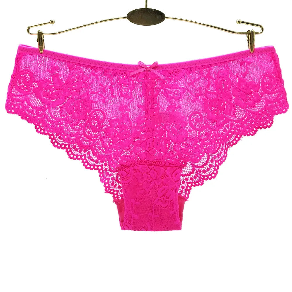 Women Briefs Sexy Full Lace Panties Hollow Out Low-waist Female Shorts Soft Solid Color Breathable Underwear Fast Ship 3pcs/lots