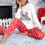 2Pcs/set women's pyjamas set long-sleeved trousers student homewear two-piece Christmas printing letter clothes girls women's cl