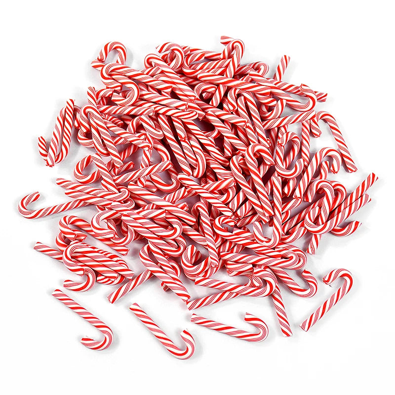 10/30/50Pcs Mini Candy Cane Christmas Decoration Red White Resin Candy DIY Crafts Xmas Pendant Navidad Home Decor 2025 New Year