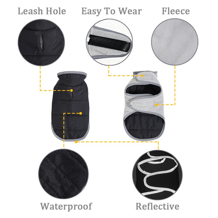 Reversible Pet Jacket Coat Warm Windproof Puppy Clothes Reflective Winter Fleece Dog Outfit For Small Medium Dogs French Bulldog