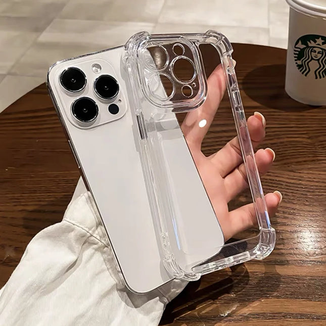 Clear Phone Case For iPhone 16 15 14 13 12 11 Pro Max XR XS 8 Plus Silicone Bumper Transparent Hard Back Cover