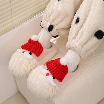 Women Christmas Slippers Ladies Fall Winter Outdoor Cotton Non-slip Shoes Female Comfort Party Santa Claus Slipper