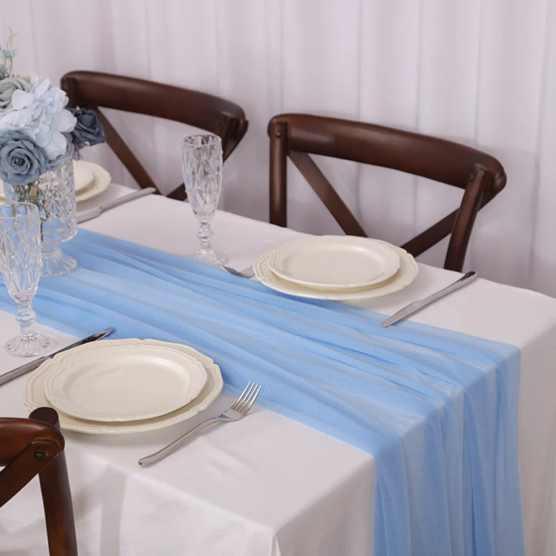 Chiffon Table Runner Sheer Fabric Silk for Boho Sheer Fabric Wedding Arch Overlay Draping Decoration Birthday Party Table Decor