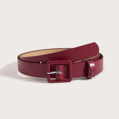 Women's Belt PU Leather Clothing Belt Fashion Square Buckle Belt Casual Pants Accessory White Beige Green