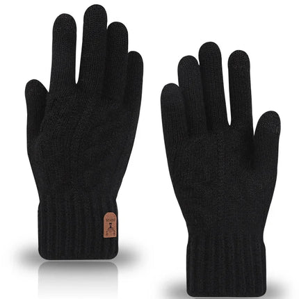 new men's warm gloves winter touch screen plus fleece gloves cold warm wool knitted gloves