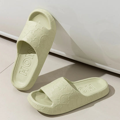 Women's Slippers Summer Cartoon Bear Printting Indoor Comfortable Soft Sole Slides Slip-on Bathroom EVA Flat Heel Fashion Shoes