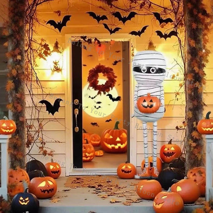 Halloween Mummy Holding Pumpkin Aluminum Foil Balloon Black Orange Prank for Halloween Party Decoration Horror Elements Ornament