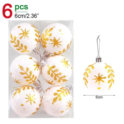 24/6Pcs Glitter Christmas Balls Christmas Ornaments Set  Xmas Tree Hanging Pendant Home Festive Party Decoration Supplies 6cm