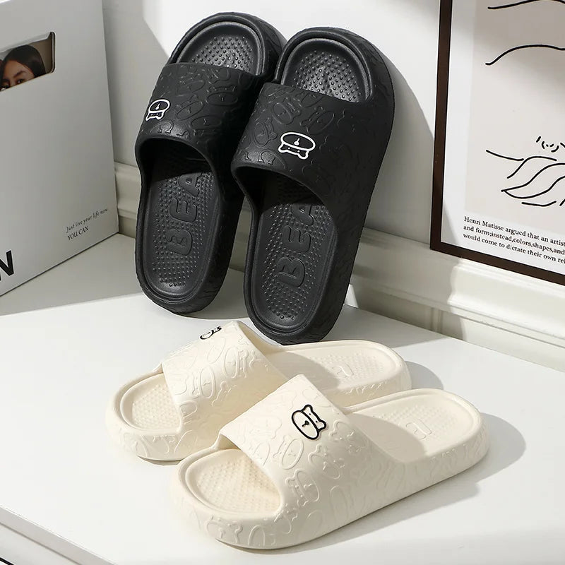 Summer Women Slippers Bathroom Platform Non-Slip Home Bear Cartoon Flip Flops Beach Women Slipper Sandals Slides Indoor Outdoor