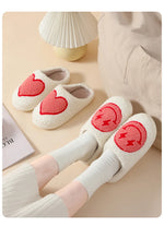 House Slippers for Women, Cute Big Small Heart, Fluffy Cozy Home Comfy Shoes for Ladies, Indoor Slippers for Winter, Mushroom