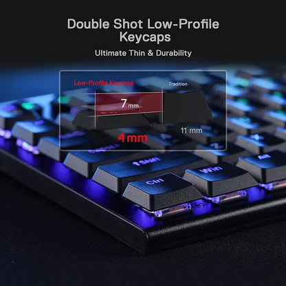 Redragon K618 Horus Wireless RGB Mechanical Keyboard, Bluetooth/2.4Ghz/Wired Low Profile Gaming Keyboards, Brown/Blue Switch