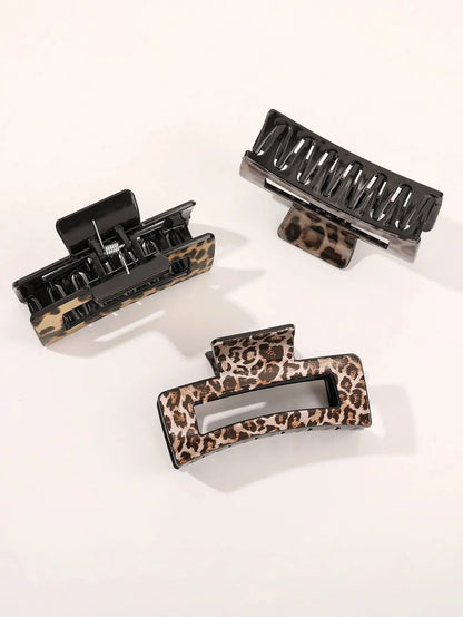 3 Pcs Hair Claw Clips, Leopard Print Design Vintage Big Hair Clips for Women, Hair Accessories for Girls.