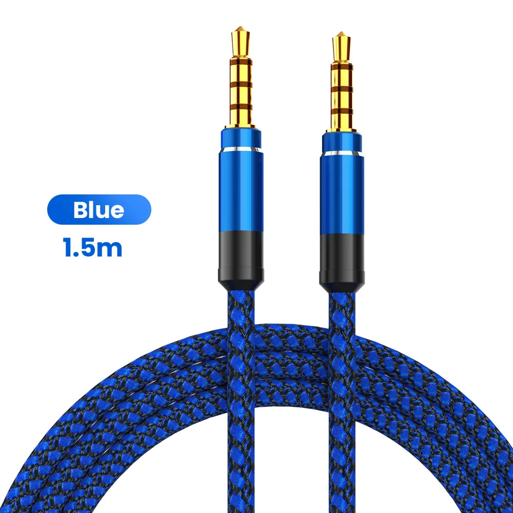 NNBILI 1.5M Jack 3.5mm Audio Cable Nylon Braid 3.5mm Car AUX Cable Headphone Extension Code for Phone MP3 Car Headset Speaker