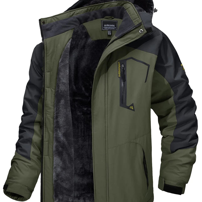 TACVASEN Fleece Lining Mountain Jackets Mens Hiking Jackets Outdoor Removable Hooded Coats Ski Snowboard Parka Winter Outwear