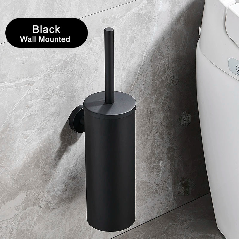 Stainless Steel Bathroom Toilet Brush Holder Accessories Black Toilet Brush Wall Mounted WC Cleaner Brush FR07
