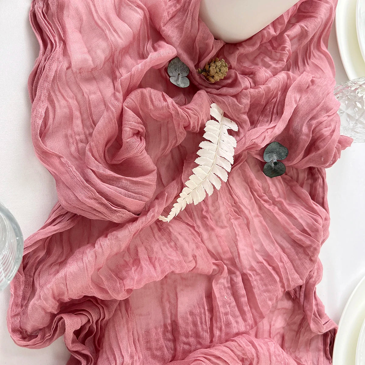 Semi-Sheer Gauze Table Runner Sage Cheesecloth Table Setting Dining Vintage Wedding Party Christmas Banquets Arches Cake Decor